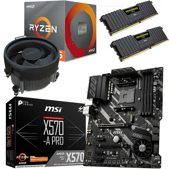 Kit évo Ryzen 5 3600X (3.8 GHz) + MSI X570-A PRO + 16 Go