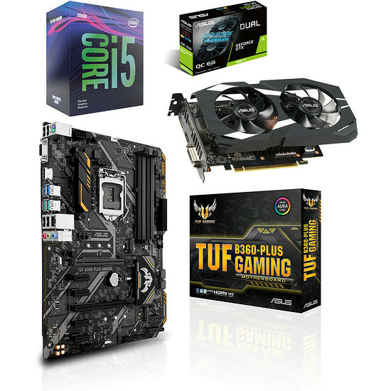 Kit évo Core i5-9400F + TUF B360 PLUS GAMING + GTX 1660 Ti DUAL OC 6 Go