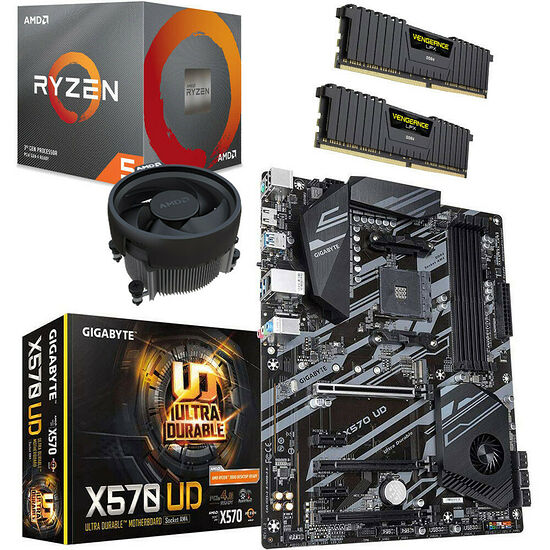 Kit évo Ryzen 5 3600X (3.8 GHz) + Gigabyte X570 UD + 16 Go