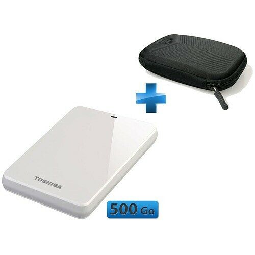 Disque dur externe 2.5"  Stor.e Canvio, 500 Go, Blanc, Toshiba + Housse