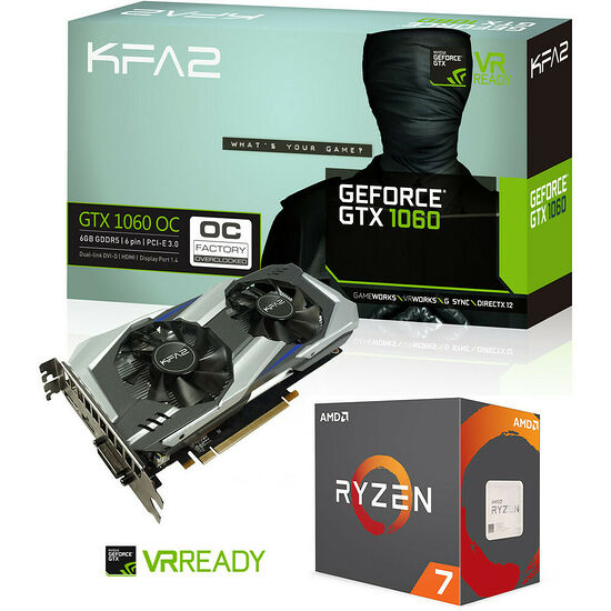 KFA2 GeForce GTX 1060 OC, 6 Go + AMD Ryzen 7 1700X (3.4 GHz)