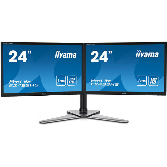 Pack Dual Screen, Iiyama ProLite E2483HS-B1 + Pied Iiyama DS1002D-B1