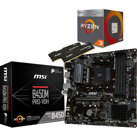 Kit d'évo AMD Ryzen 3 2200G (3.5 GHz) + MSI B450M PRO-VDH + 8 Go