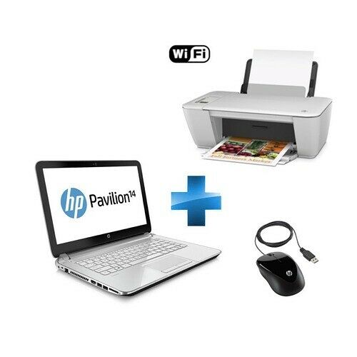 HP Pavilion 14-n041sf, 14" HD + Souris X1000 + Imprimante HP 2542