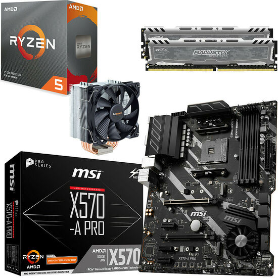 Kit évo Ryzen 5 3600 + MSI X570-A PRO + Pure Rock + 16 Go