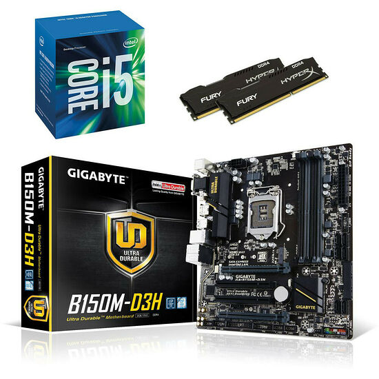 Kit d'évo Intel Core i5-6400 (2.7 GHz) + Gigabyte B150M-D3H + 8 Go
