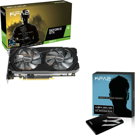 KFA2 GeForce GTX 1660 Ti (1-Click OC), 6 Go + KFA2 Gamer SSD L, 120 Go, SATA III