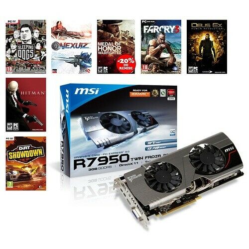 Carte graphique MSI Radeon HD 7950 Twin Frozr OC V2, 3 Go + Pack 6 jeux