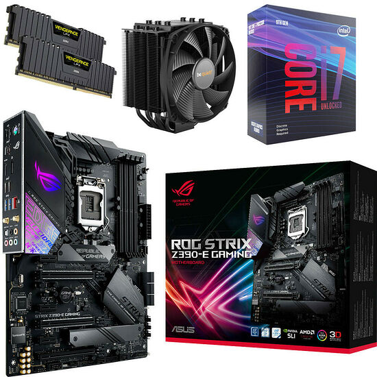 Kit évo Core i7-9700KF + Asus ROG STRIX Z390-E GAMING + Dark Rock 4 + 16 Go