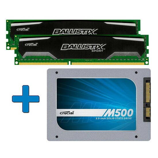 SSD Crucial M500, 240 Go, SATA III + Kit DDR3 Crucial Ballistix Sport 2 x 4 Go