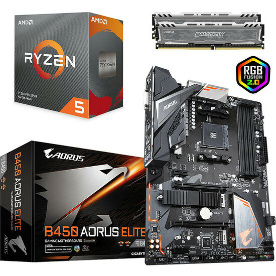 Kit d'évo Ryzen 5 3600 + Gigabyte B450 AORUS ELITE (MAJ) + 16 Go