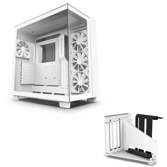 NZXT H9 Flow - Blanc + NZXT Kit de montage vertical - Blanc
