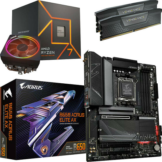 Kit évo Ryzen 7 7700 + B650 AORUS ELITE AX + 32 Go