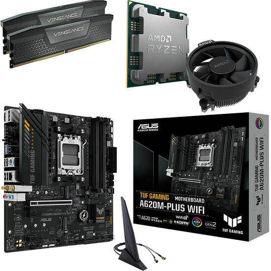 Kit évo Ryzen 5 7500F + TUF A620M-PLUS WIFI + 32 Go