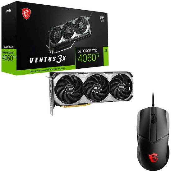 MSI GeForce RTX 4060 Ti VENTUS 3X OC (8 Go) + MSI Clutch GM41 Lightweight V2