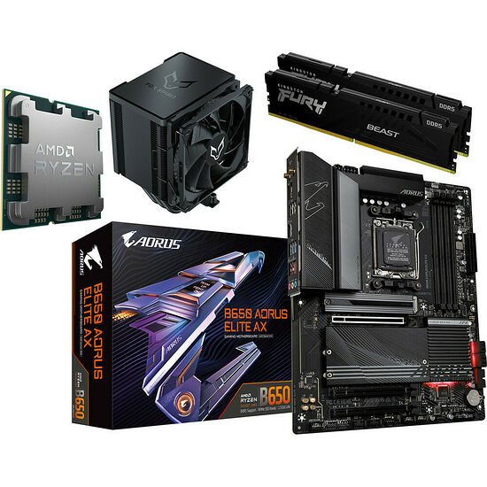 Kit évo Ryzen 5 7600X (tray) + B650 AORUS ELITE AX + XT120 + 32 Go