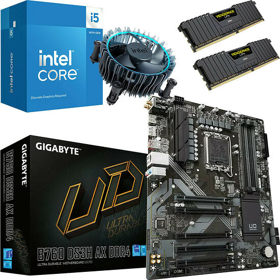 Kit évo Core i5-14400F + B760 DS3H AX DDR4 + 32 Go