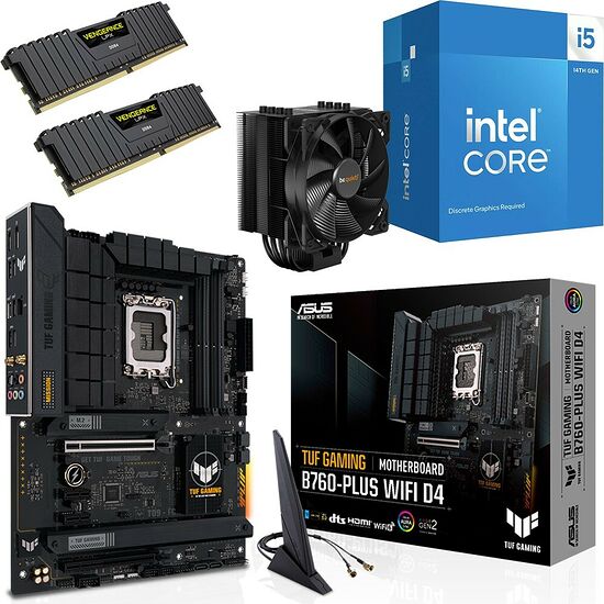 Kit évo Core i5-14400F + TUF B760-PLUS WIFI DDR4 + Pure Rock 2 + 32 Go