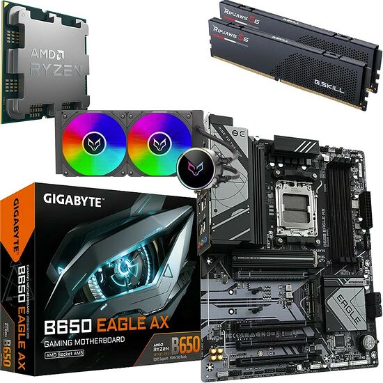 Kit évo Ryzen 5 7600X (Bulk) + B650 EAGLE AX + XT240 ARGB + 32 Go