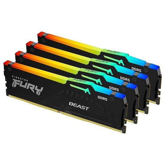 DDR5 Kingston Fury Beast Black RGB - 64 Go (4 x 16 Go) 6000 MHz - CAS 40