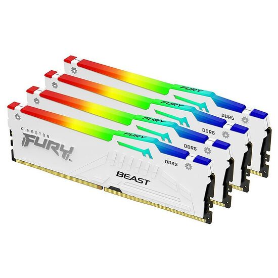 DDR5 Kingston Fury Beast Blanc RGB - 64 Go (4 x 16 Go) 6000 MHz - CAS 40