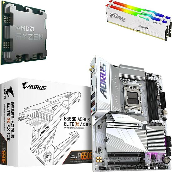 Kit évo Ryzen 7 9800X3D (Tray) + B650E A ELITE X AX ICE + 64 Go