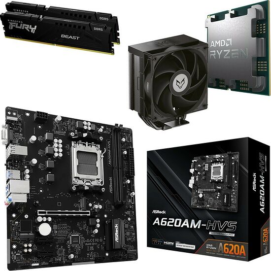 Kit évo Ryzen 5 7500F (Tray) + A620AM-HVS + GT120 + 16 Go