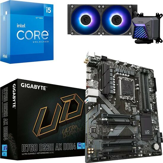 Trio Intel Core i5-12600K + GIGABYTE B760 DS3H AX DDR4 + CORELIQUID A15 240