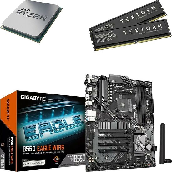 Kit évo AMD Ryzen 7 5700X (Tray) + B550 EAGLE WIFI6 + 32 Go
