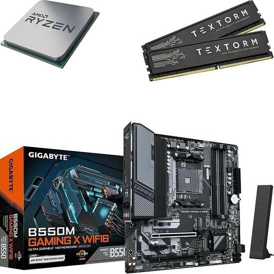 Kit évo AMD Ryzen 7 5700X (Tray) + B550M GAMING X WIFI6 + 32 Go