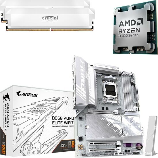 Kit évo Ryzen 7 9850X3D (Tray) + B850 AORUS ELITE WIFI7 ICE + 32 Go