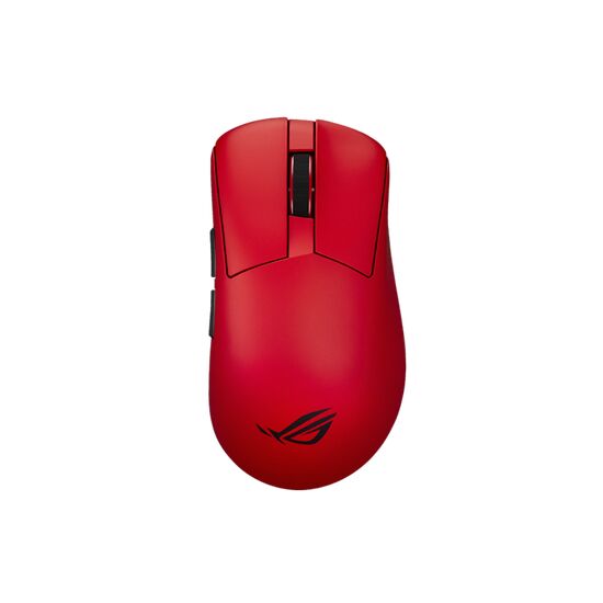 Souris gaming rouge avec le logo ROG de ASUS.