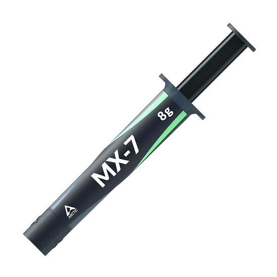 Pâte thermique Arctic MX-7 de 8g présentée dans son tube noir et vert.