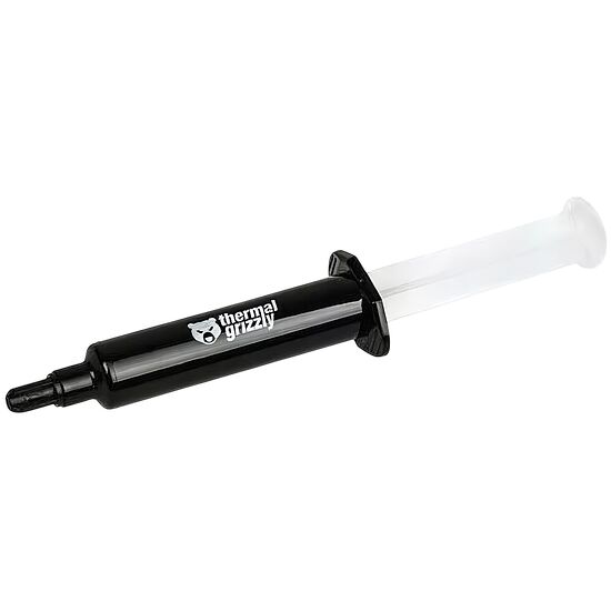 Pâte thermique Thermal Grizzly présentée dans un tube applicateur noir et blanc.