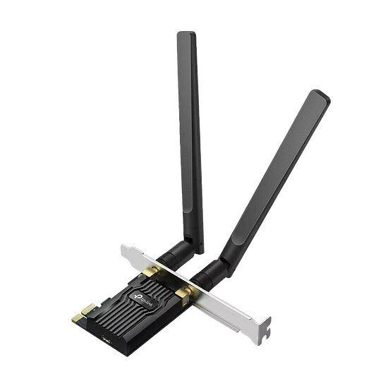 Carte réseau Wi-Fi TP-Link avec deux antennes noires pour une connexion sans fil.