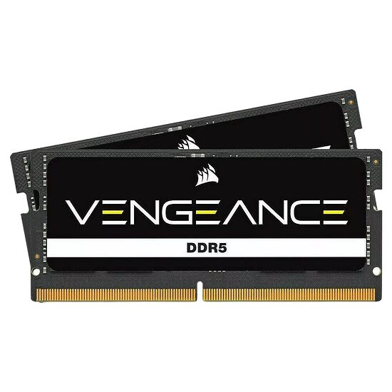 Deux barrettes de mémoire vive Corsair Vengeance DDR5 de couleur noire.