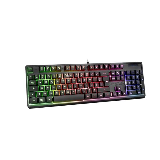 Clavier gamer Spirit of Gamer avec rétroéclairage RGB multicolore sur les touches.