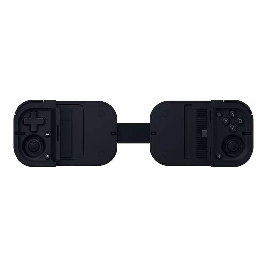 Manettes Joy-Con noires pour console portable, avec boutons directionnels et boutons d'action classiques.