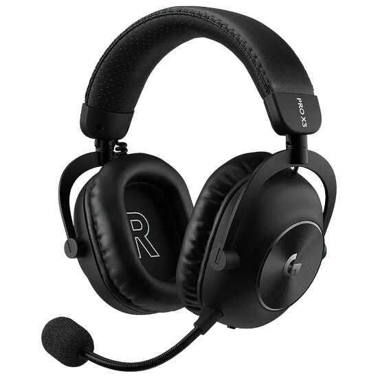 Casque gaming Logitech Pro X3 noir avec micro déporté et arceau rembourré.