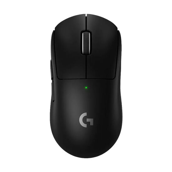 Souris Logitech noire avec un voyant lumineux vert et le logo Logitech G.