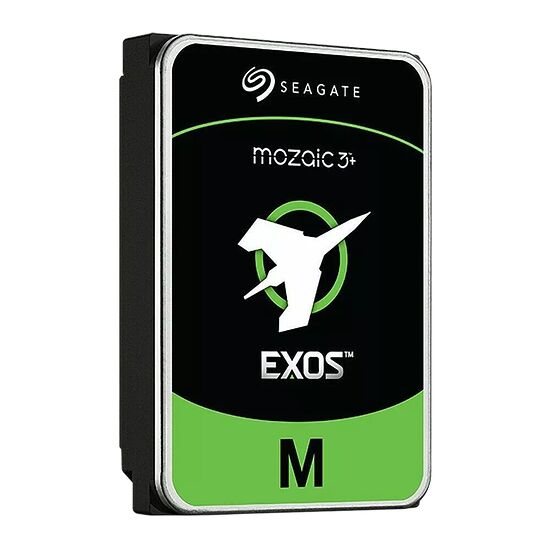 Disque dur externe Seagate Mozaic 3+ de la gamme Exos, de couleur noire et verte.