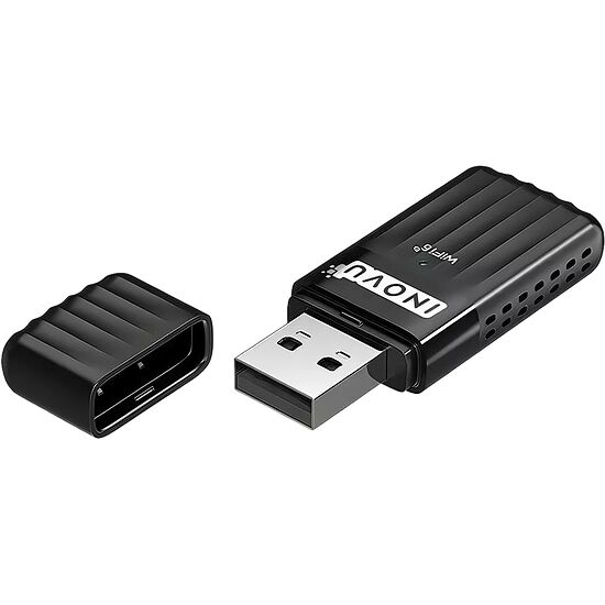 Adaptateur USB WiFi Inovu noir pour une connexion internet sans fil.