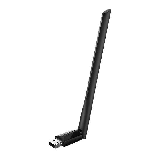 Adaptateur Wi-Fi USB Logitech avec une longue antenne noire pour une meilleure réception.