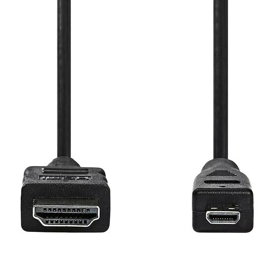 Câble HDMI noir avec un connecteur mâle de chaque côté.