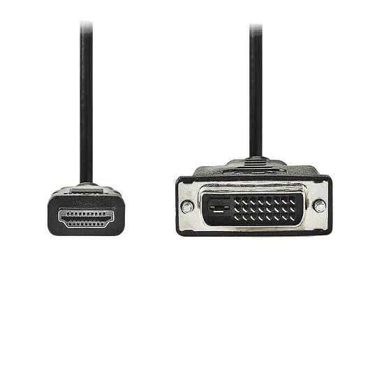 Câble adaptateur avec un connecteur HDMI mâle d'un côté et un connecteur VGA mâle de l'autre.
