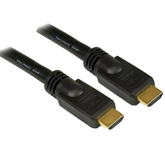 Câble DisplayPort noir avec deux connecteurs dorés.