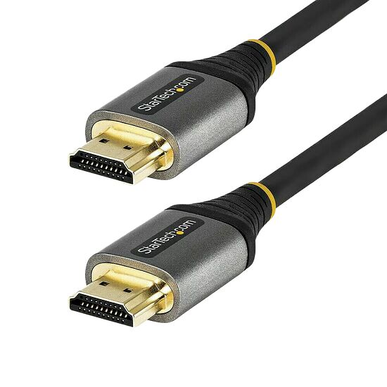 Câble StarTech.com avec deux connecteurs HDMI dorés et un câble noir renforcé.
