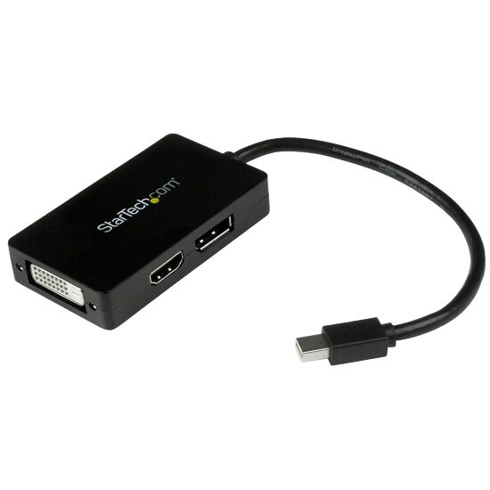 Adaptateur StarTech.com avec un port VGA femelle et un port HDMI femelle, relié à un câble DisplayPort mâle.