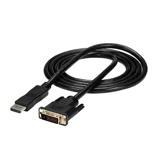 Câble adaptateur DisplayPort vers VGA de couleur noire.