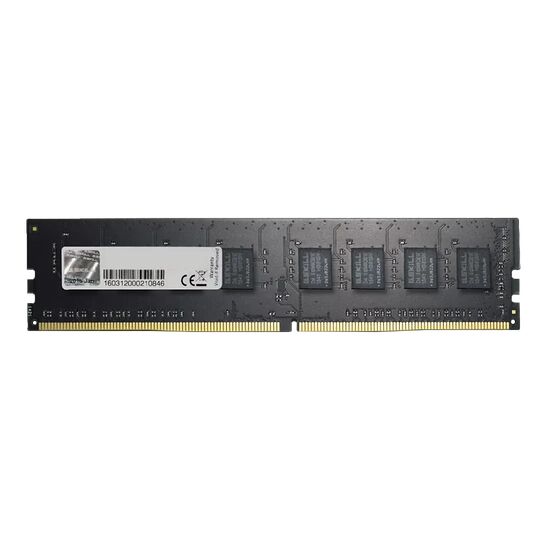 Barrette de mémoire vive RAM noire avec plusieurs puces de mémoire installées sur le circuit imprimé.